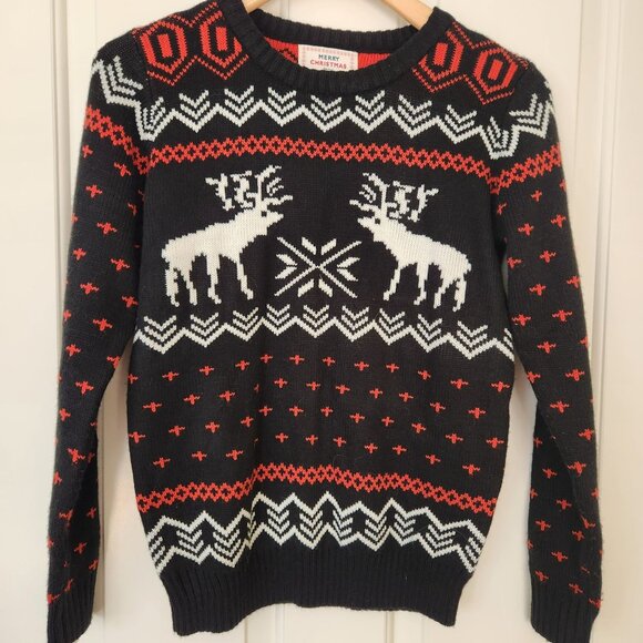 Cute Ugly Christmas Sweater Reindeer Snowflake Holiday Festive Winter Cozycore S - Picture 9 of 9